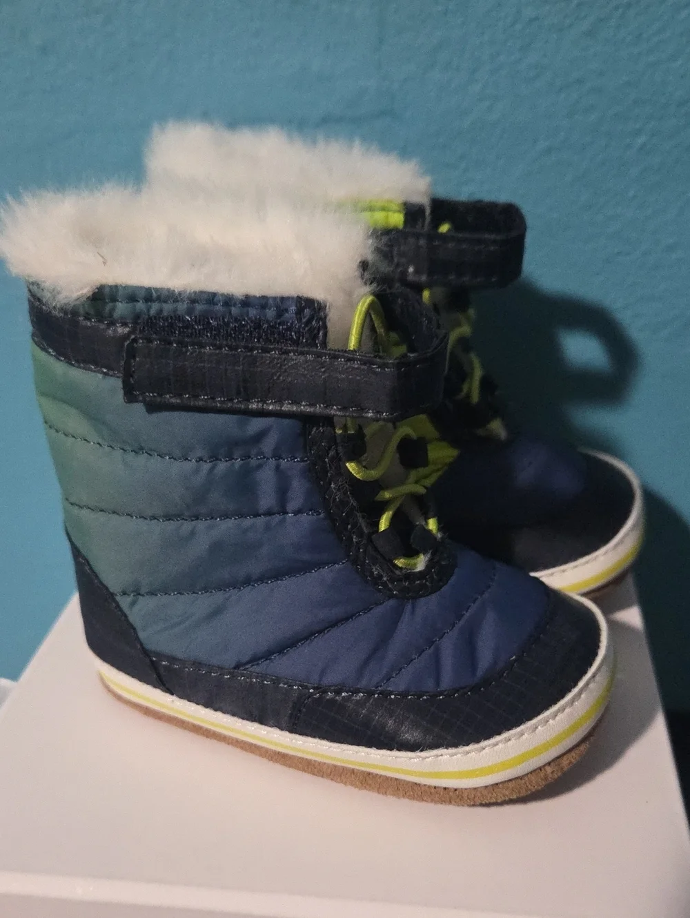 Robeez Baby Aspen Gradient Puffer Snow Boots Navy 6-9 Months